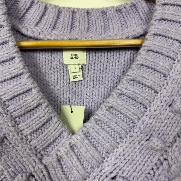 River Island Chunky Mixed Stitch Sleeveless Sweater in Purple Size S - Picture 4 of 8